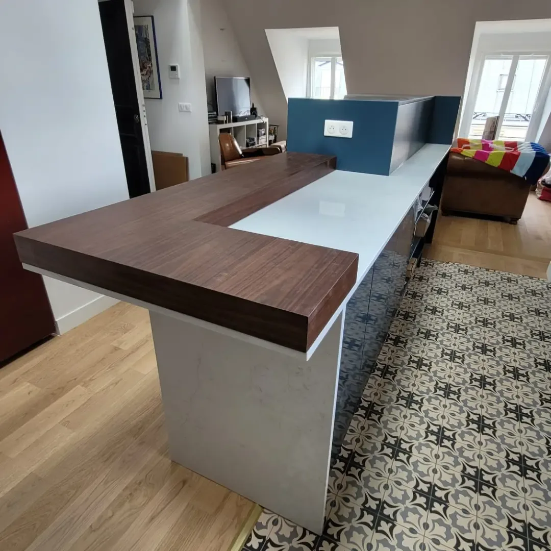 Îlot en Compac Unique Arabescato — Atelier FB